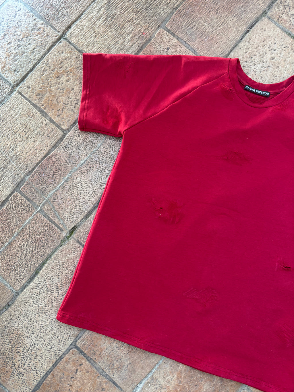 "Cyprus" non-printed distressed tee